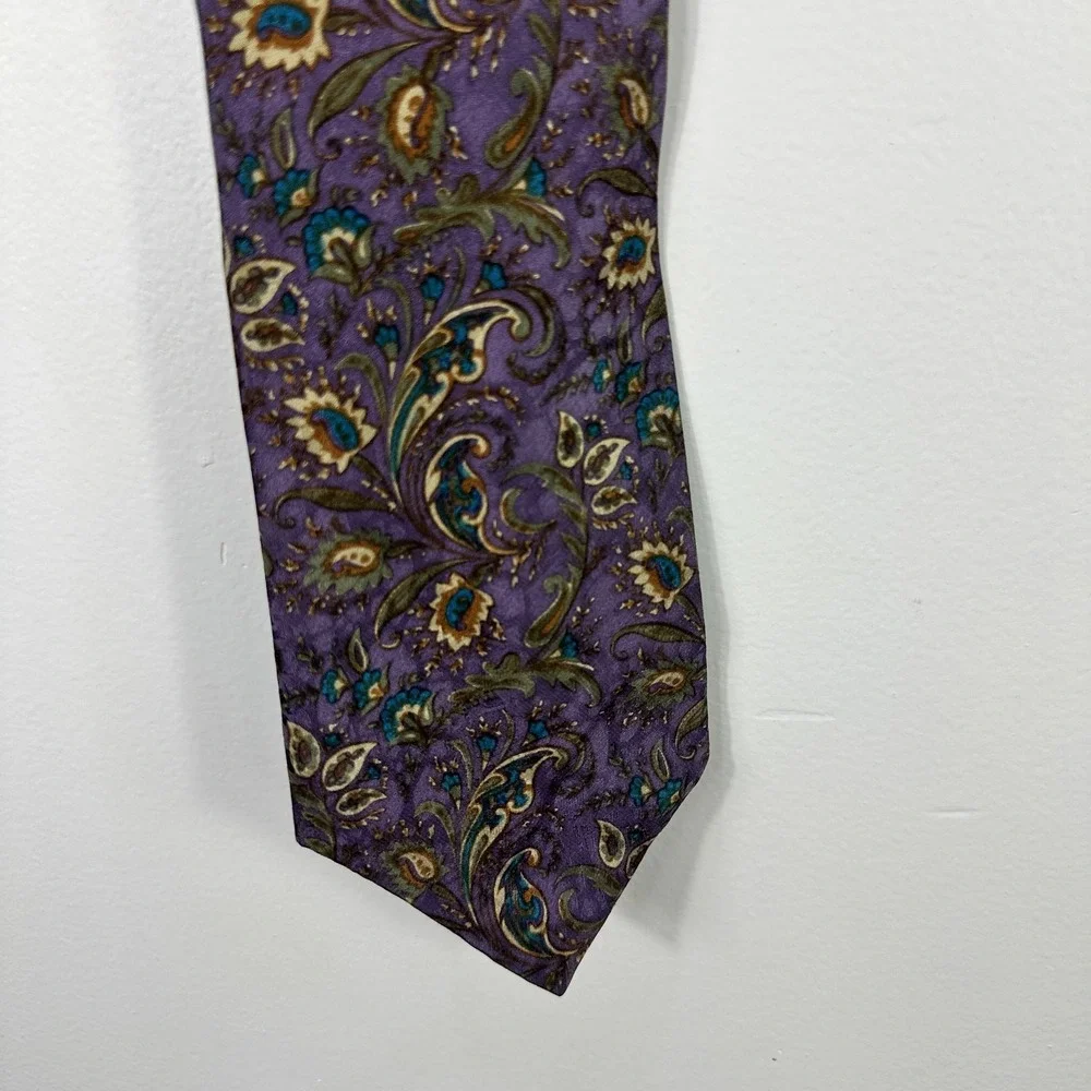 Vintage‎ Christian Dior Tie Mens Silk Paisley Floral Made USA Neckwear Dress 90s